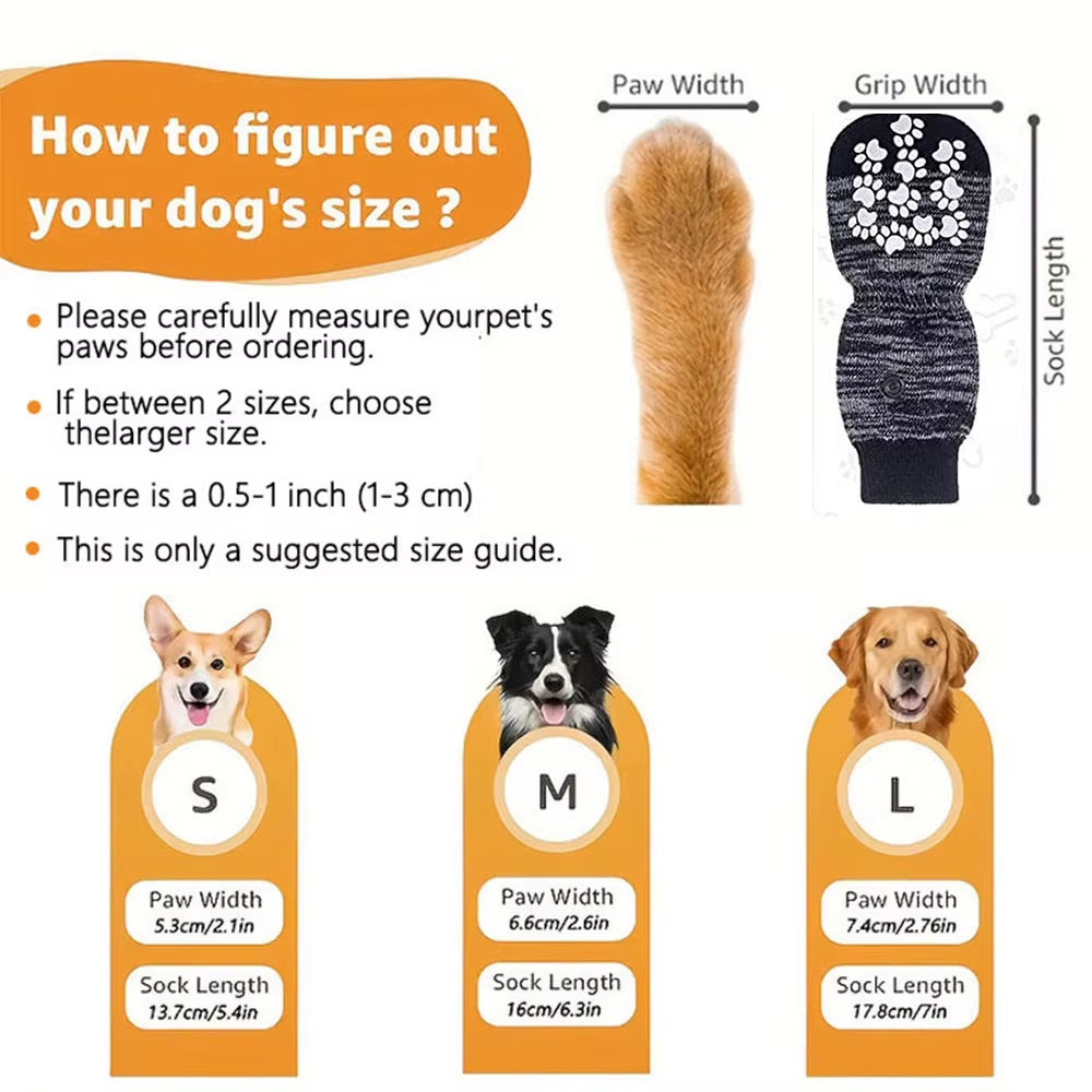 Anti-Slip Dog Socks, 4-Pack