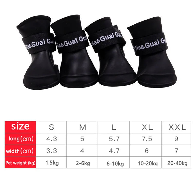 Waterproof Dog Rain Boots, Set of 4