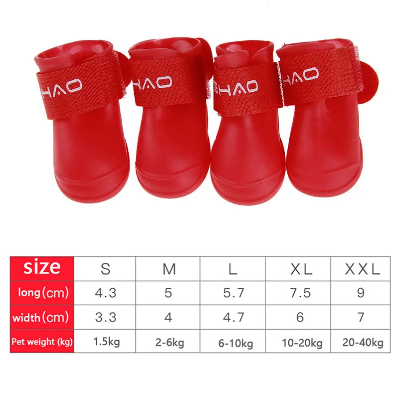 Waterproof Dog Rain Boots, Set of 4