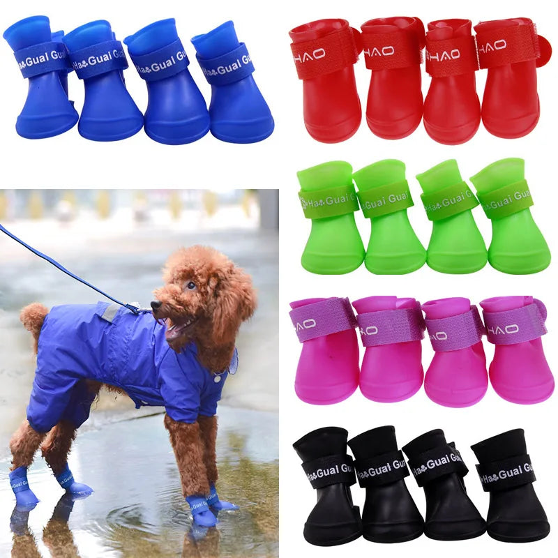 Waterproof Dog Rain Boots, Set of 4