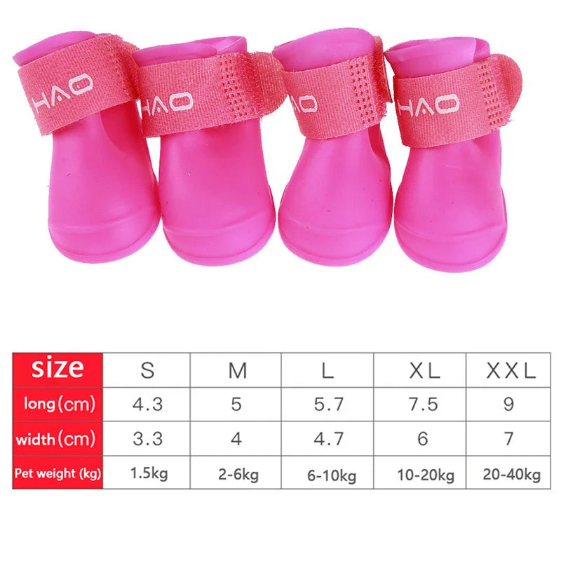 Waterproof Dog Rain Boots, Set of 4