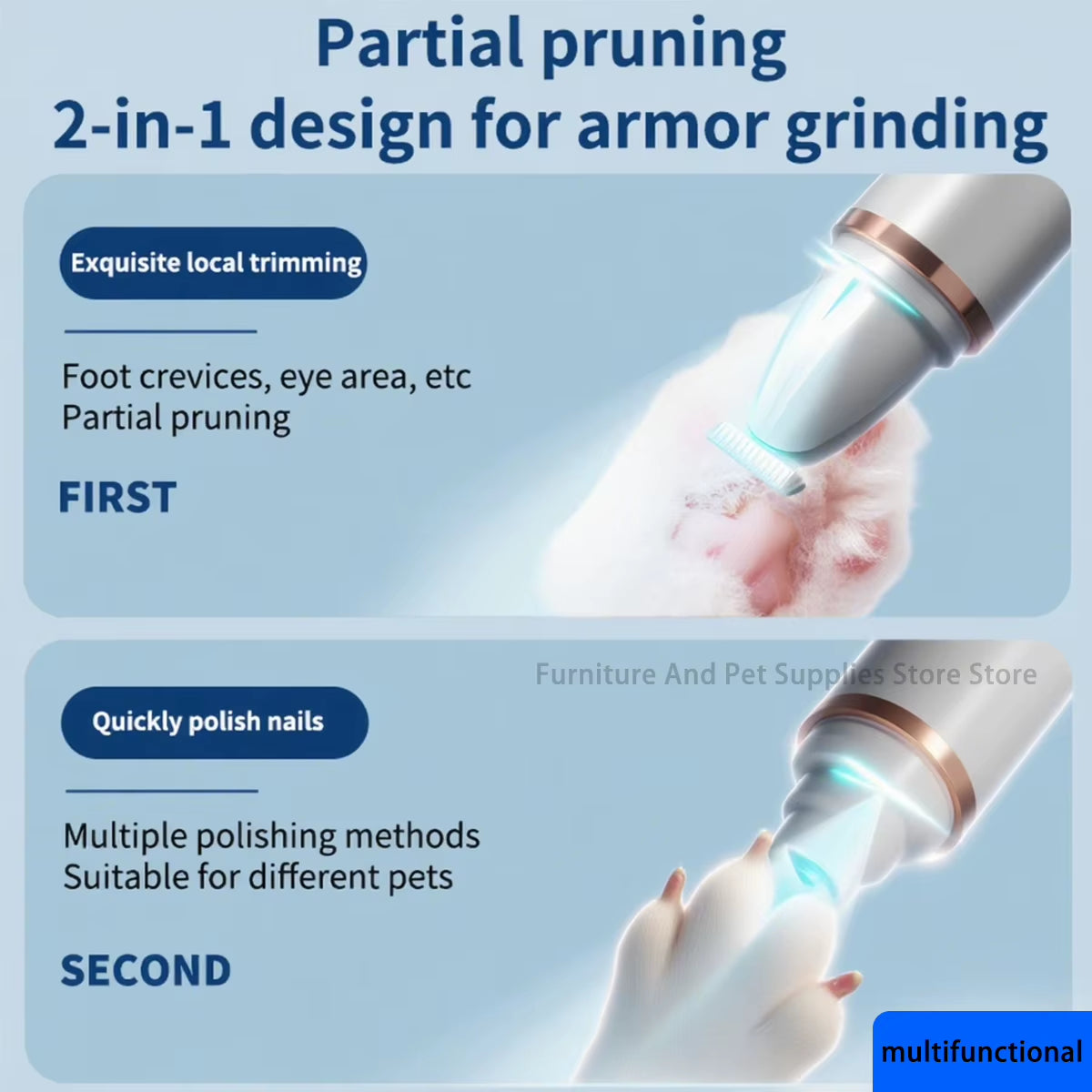 2-in-1 Pet Paw Trimmer and Nail Grinder