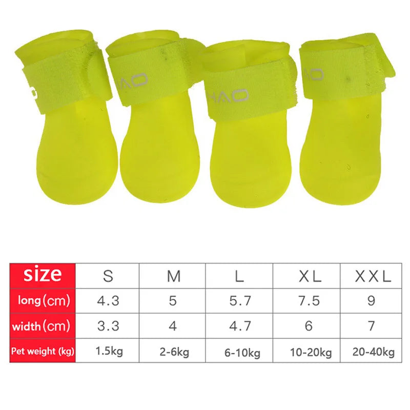 Waterproof Dog Rain Boots, Set of 4