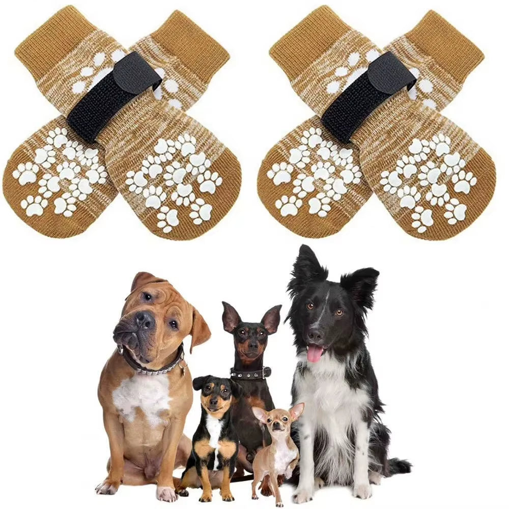 Anti-Slip Dog Socks, 4-Pack