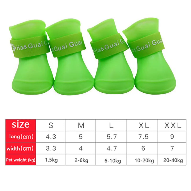 Waterproof Dog Rain Boots, Set of 4