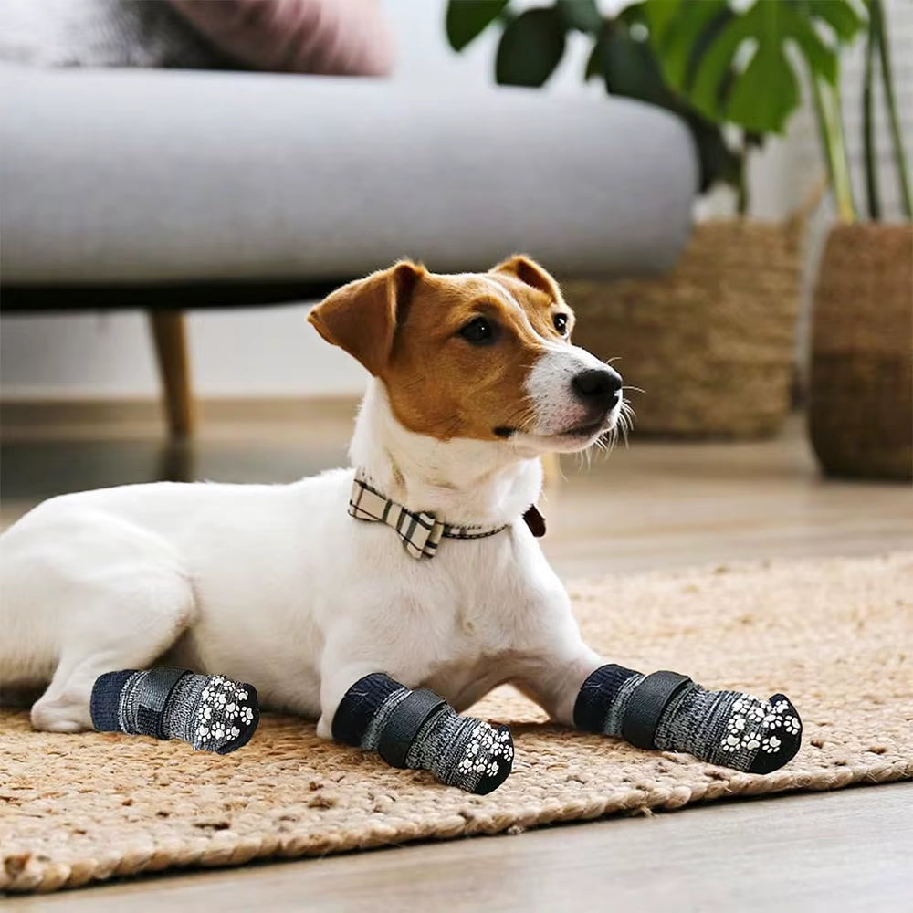 Anti-Slip Dog Socks, 4-Pack