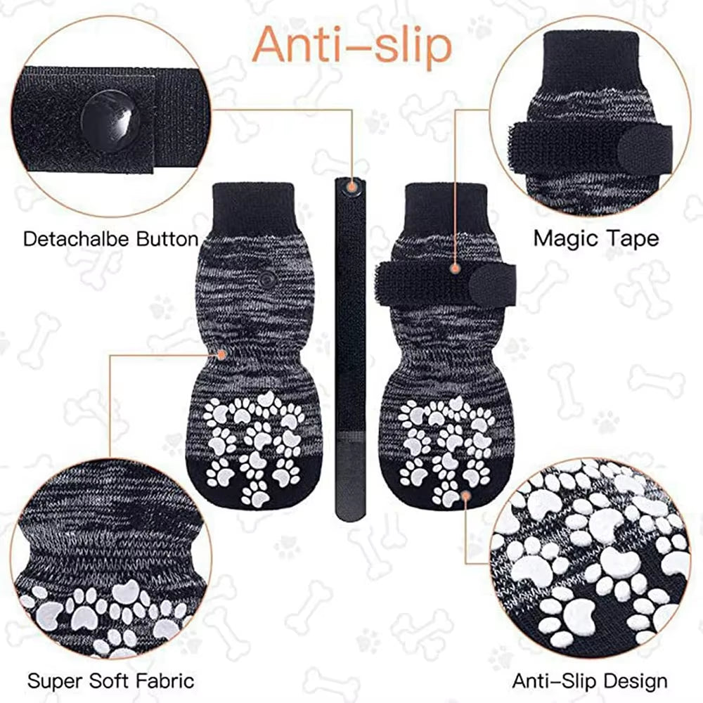 Anti-Slip Dog Socks, 4-Pack