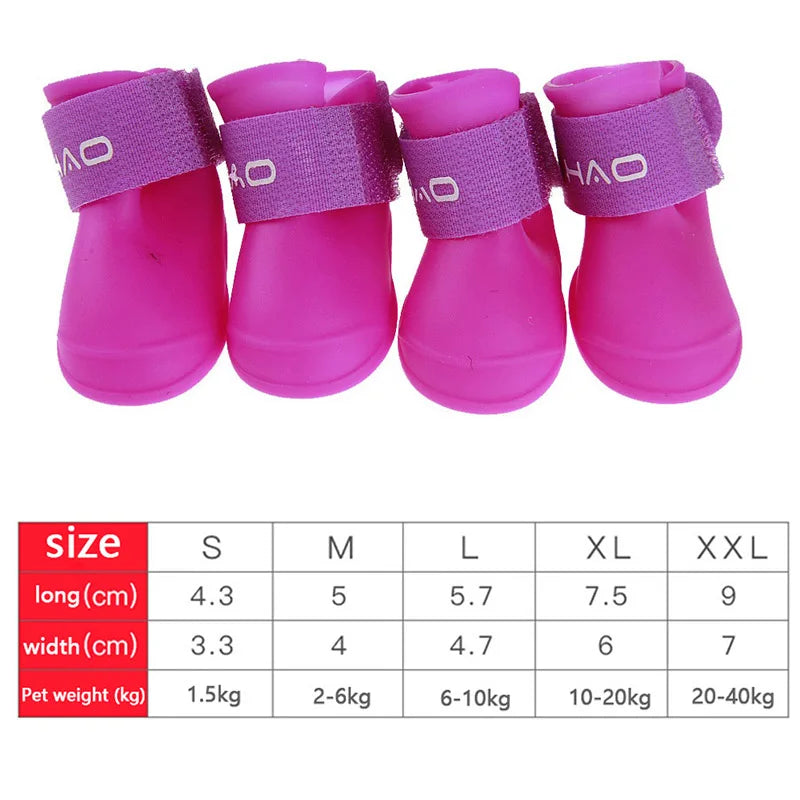 Waterproof Dog Rain Boots, Set of 4