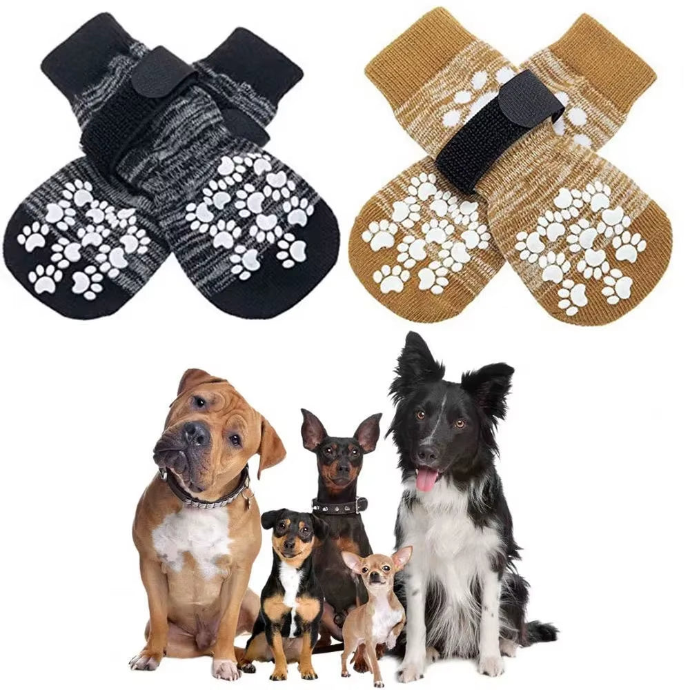 Anti-Slip Dog Socks, 4-Pack